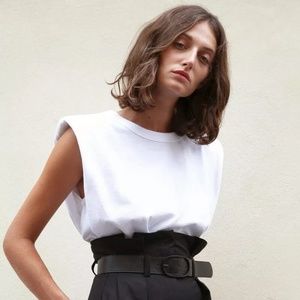 NWT Frankie Shop Eva Padded Tee White XS